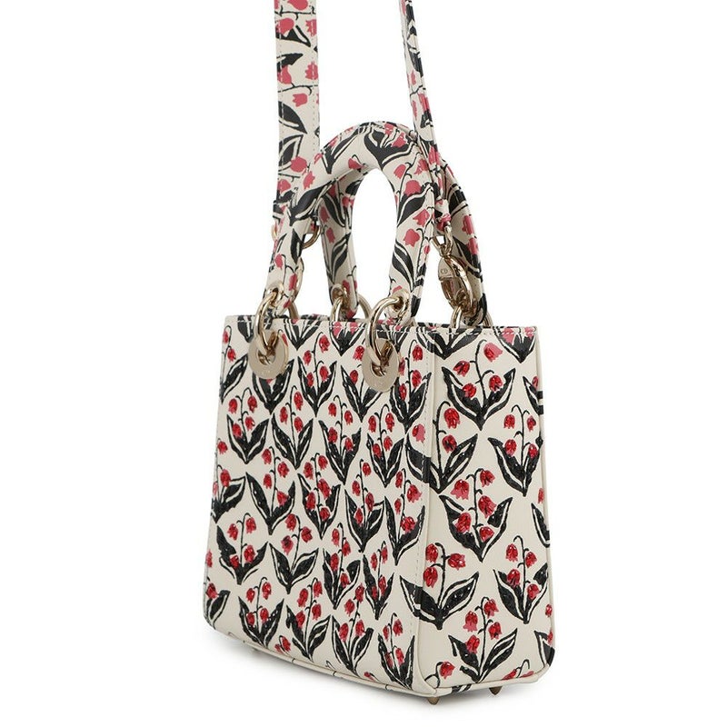 ディオール ハンドバッグ レディディオール スモール レザー ラインストーン Christian Dior 2way 白