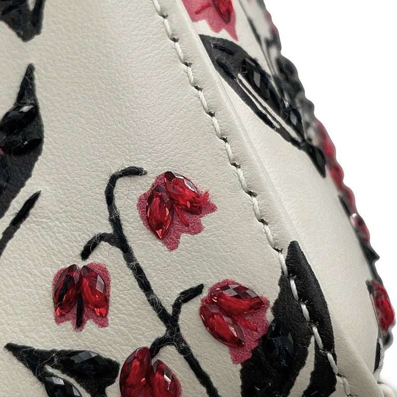 ディオール ハンドバッグ レディディオール スモール レザー ラインストーン Christian Dior 2way 白