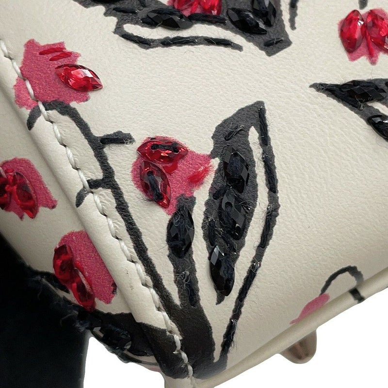 ディオール ハンドバッグ レディディオール スモール レザー ラインストーン Christian Dior 2way 白