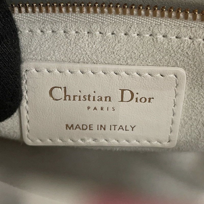 ディオール ハンドバッグ レディディオール スモール レザー ラインストーン Christian Dior 2way 白