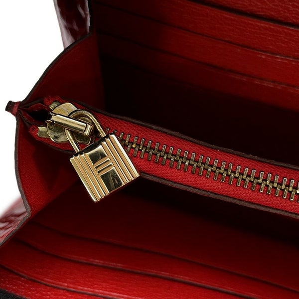 エルメス 長財布 ケリーウォレット ロング レッド/ゴールド金具 アリゲーターシャイン □R刻印 財布