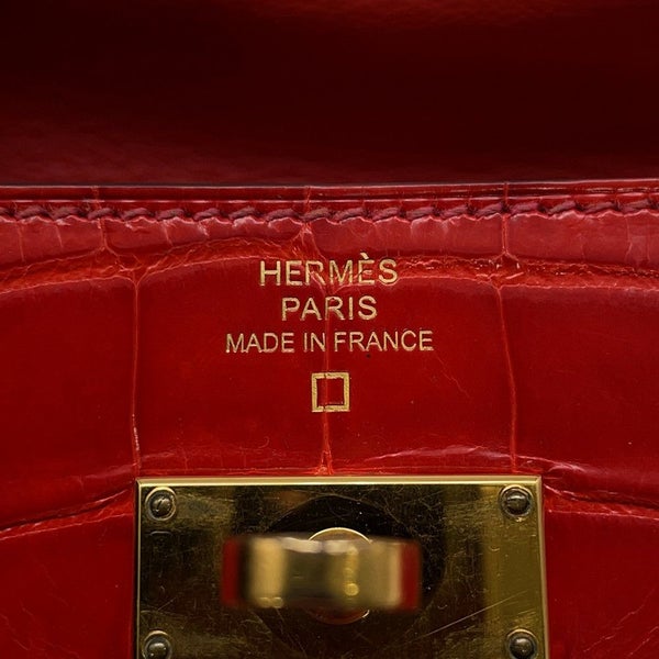 エルメス 長財布 ケリーウォレット ロング レッド/ゴールド金具 アリゲーターシャイン □R刻印 財布