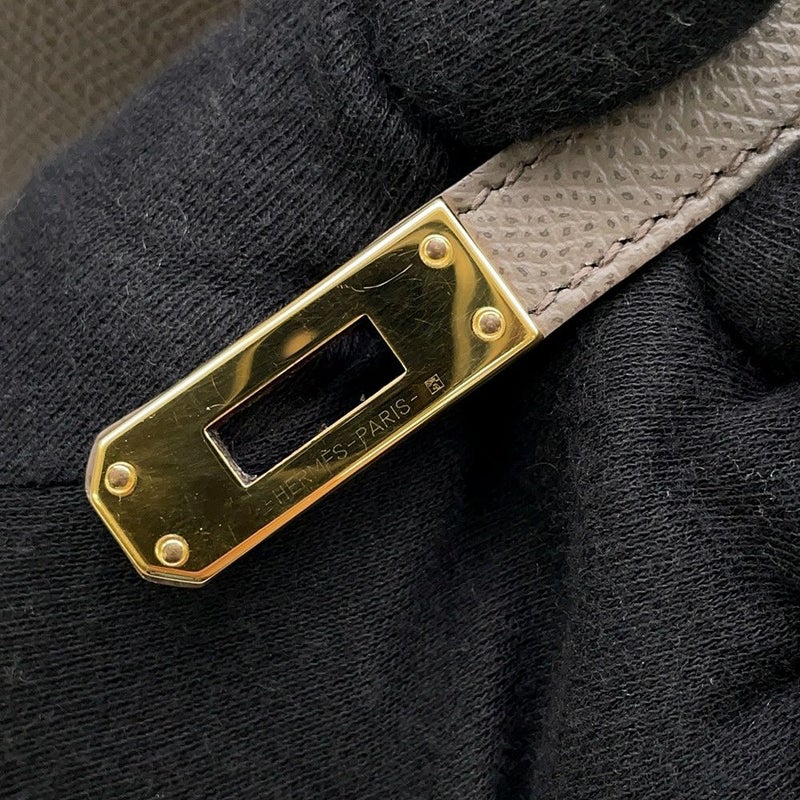 エルメス ハンドバッグ ケリー25 外縫い エタン/ゴールド金具 エプソン D刻印 2wayショルダー