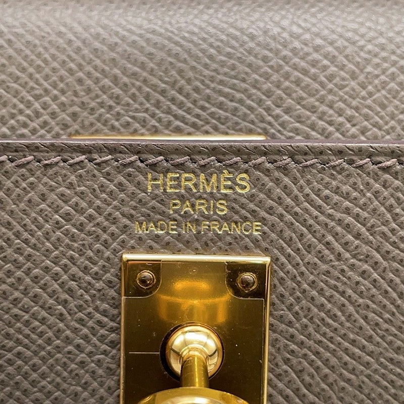 エルメス ハンドバッグ ケリー25 外縫い エタン/ゴールド金具 エプソン D刻印 2wayショルダー