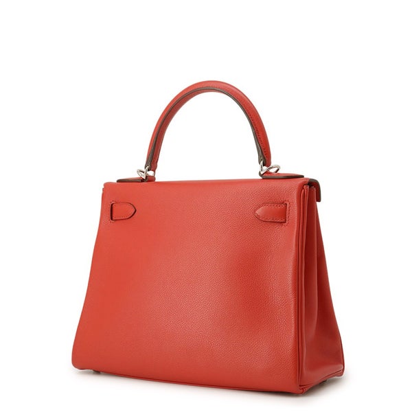 エルメス ハンドバッグ ケリー28 内縫い ヴェルソ ルージュクー/ルージュグレナ/シルバー金具 エバーカラー Y刻印 2wayショルダー