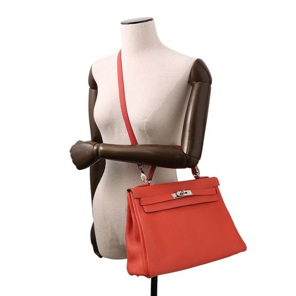 エルメス ハンドバッグ ケリー32 内縫い ゼラニウム/シルバー金具 トゴ X刻印 2wayショルダー