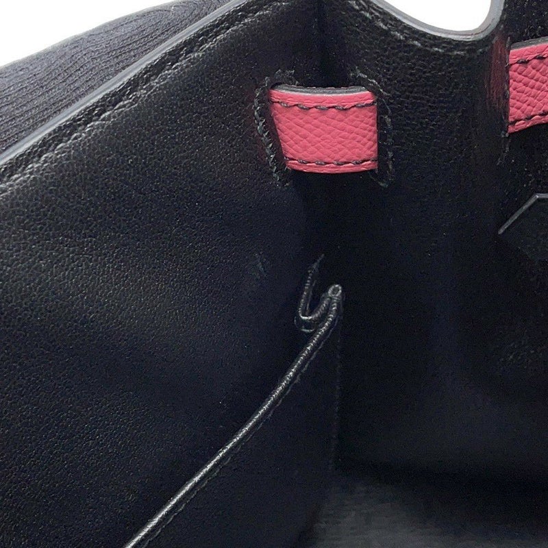 エルメス ハンドバッグ ケリー28 外縫い ブラック/ローズアザレ/ゴールド金具 エプソン C刻印 2wayショルダー 黒