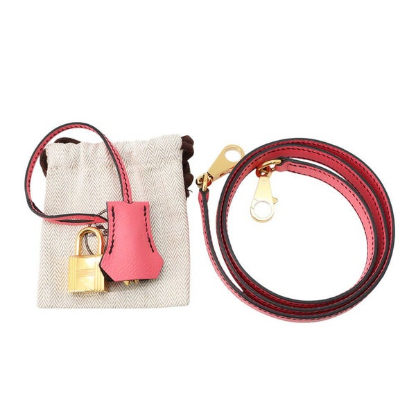 エルメス ハンドバッグ ケリー28 外縫い ブラック/ローズアザレ/ゴールド金具 エプソン C刻印 2wayショルダー 黒