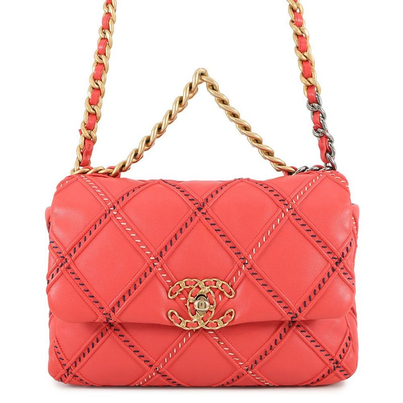 シャネル チェーンショルダーバッグ CHANEL19 マトラッセ ココマーク フラップ ステッチ ラムスキン AS1160 CHANEL
