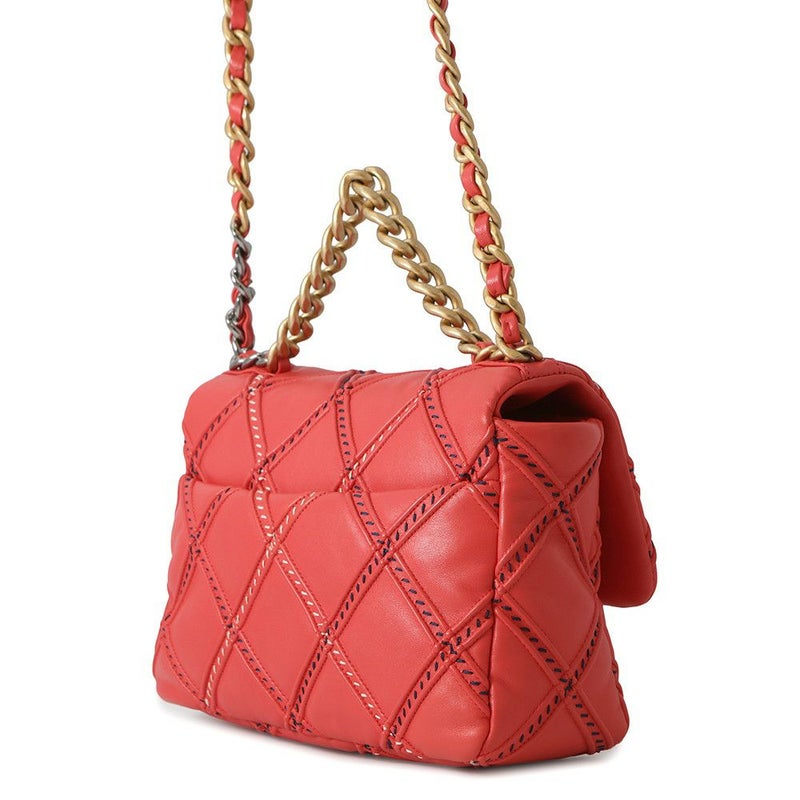 シャネル チェーンショルダーバッグ CHANEL19 マトラッセ ココマーク フラップ ステッチ ラムスキン AS1160 CHANEL