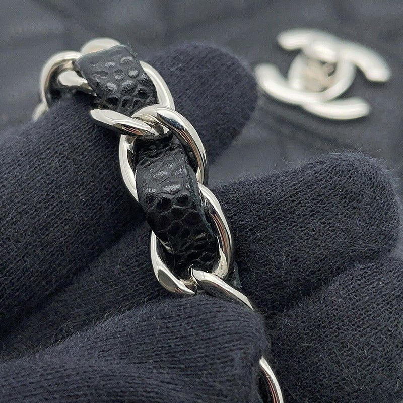 シャネル チェーンショルダーバッグ マトラッセ25 ココマーク ダブルチェーン キャビアスキン A01112 CHANEL 黒