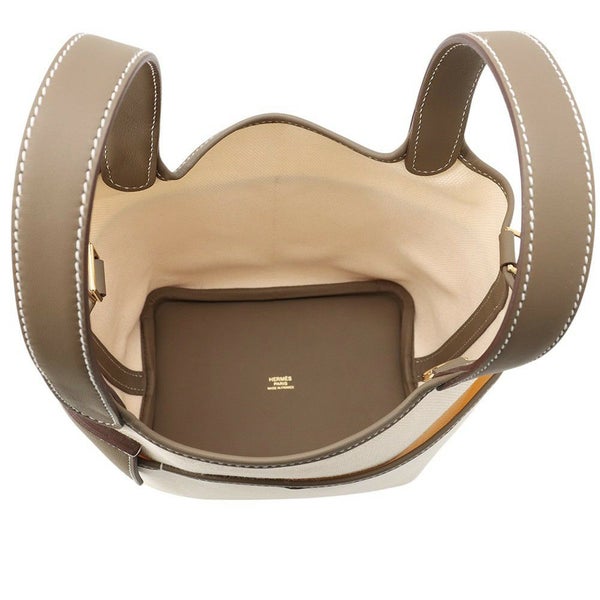 エルメス ハンドバッグ ピコタンロックPM カーゴ エクリュ/エトゥープ/シルバー金具 トワルゴエラン/スイフト K刻印