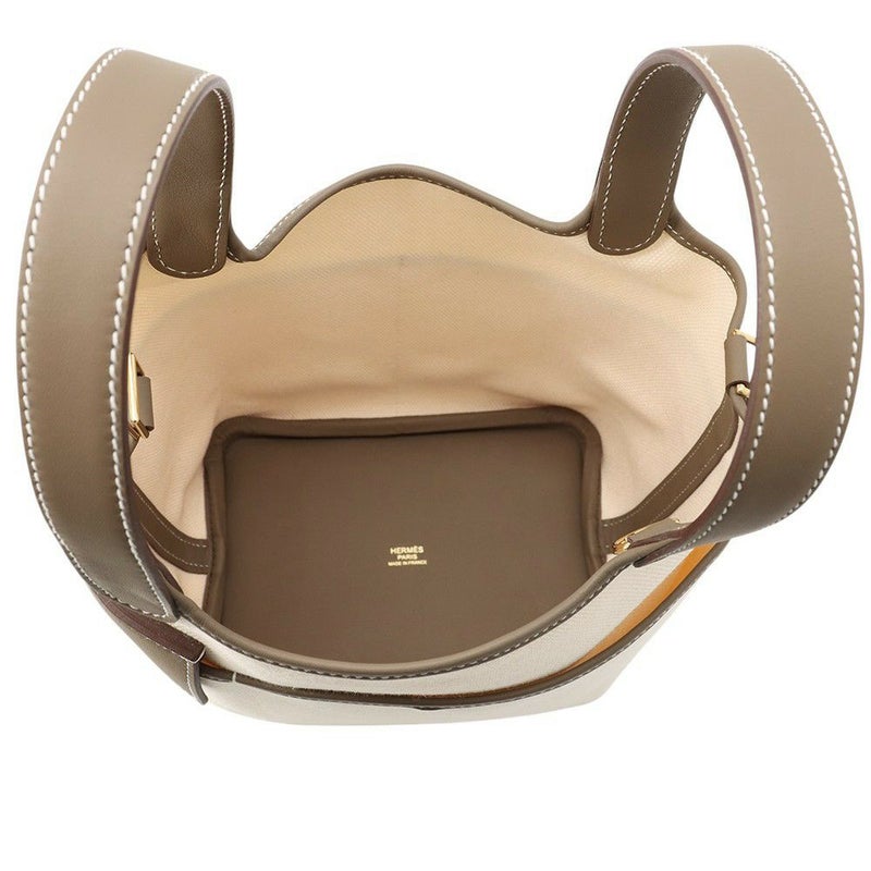 エルメス ハンドバッグ ピコタンロックPM カーゴ エクリュ/エトゥープ/シルバー金具 トワルゴエラン/スイフト K刻印