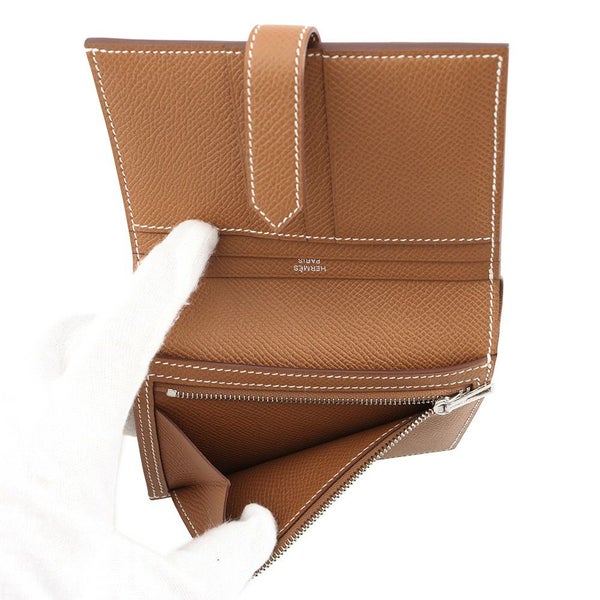 エルメス 二つ折り財布 ベアンコンパクト ゴールド/シルバー金具 エプソン W刻印