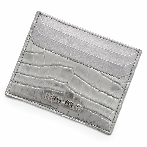 ミュウミュウ カードケース 型押しレザー ロゴ Miu Miu 財布
