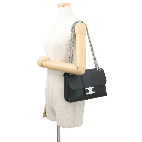 セリーヌ チェーンショルダーバッグ トリオンフ ヴィクトワール ミディアム カーフレザー 115853 CELINE 黒