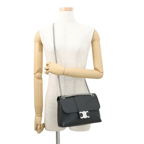 セリーヌ チェーンショルダーバッグ トリオンフ ヴィクトワール ミディアム カーフレザー 115853 CELINE 黒