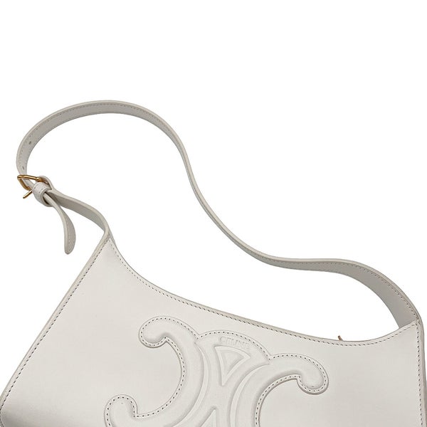 セリーヌ ショルダーバッグ キュイル トリオンフ レザー 198153 CELINE ワンショルダー 白