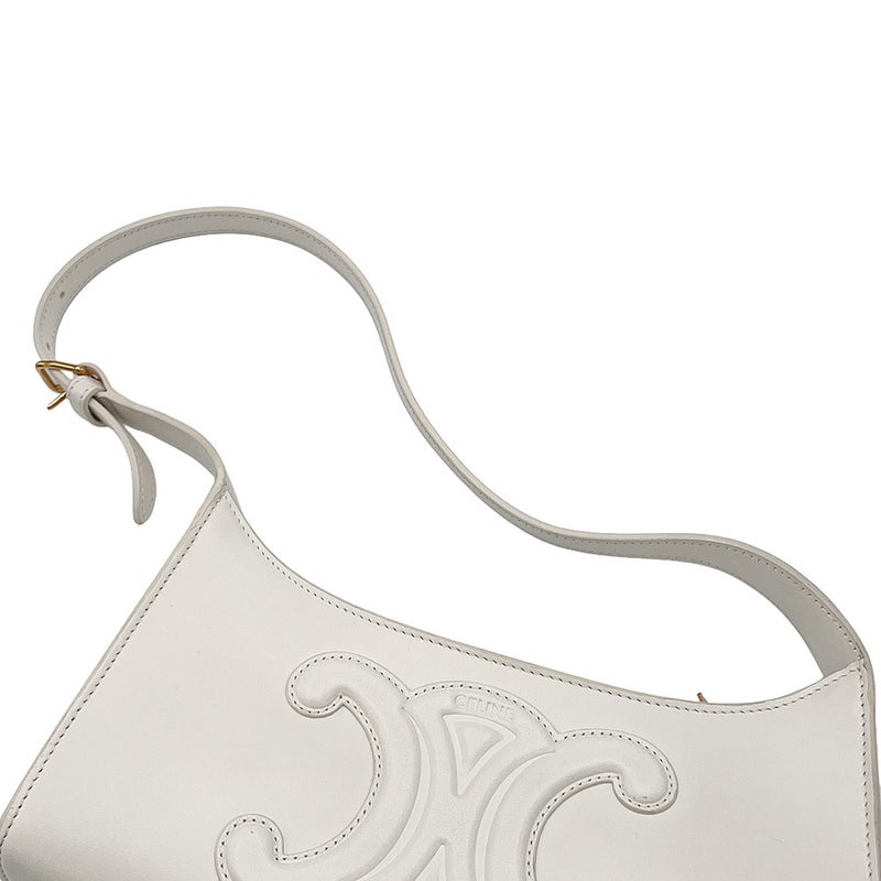 セリーヌ ショルダーバッグ キュイル トリオンフ レザー 198153 CELINE ワンショルダー 白