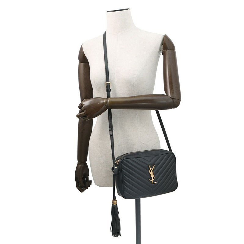 サンローランパリ ショルダーバッグ ルー カメラバッグ レザー 612544 SAINT LAURENT PARIS 黒 タッセル付き