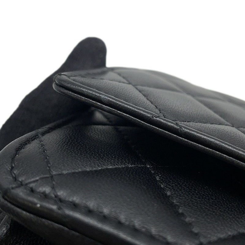 シャネル チェーンウォレット マトラッセ パール ココマーク ラムスキン AP2579 CHANEL 財布 黒