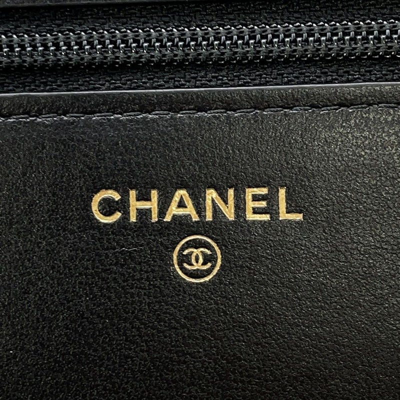 シャネル チェーンウォレット マトラッセ パール ココマーク ラムスキン AP2579 CHANEL 財布 黒