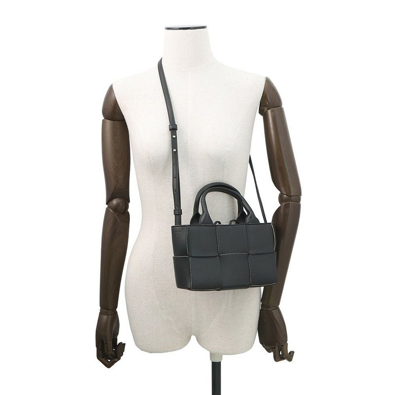 ボッテガヴェネタ ハンドバッグ マキシイントレチャート キャンディ アルコ レザー 729029 BOTTEGA VENETA 2way 黒 白