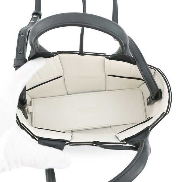 ボッテガヴェネタ ハンドバッグ マキシイントレチャート キャンディ アルコ レザー 729029 BOTTEGA VENETA 2way 黒 白