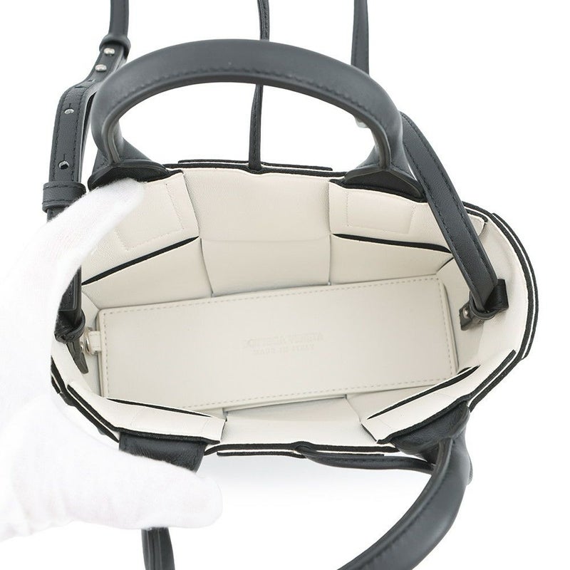 ボッテガヴェネタ ハンドバッグ マキシイントレチャート キャンディ アルコ レザー 729029 BOTTEGA VENETA 2way 黒 白