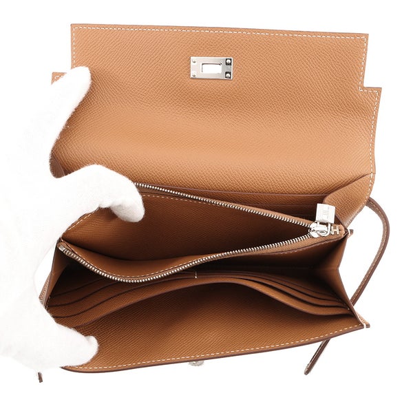 エルメス 長財布 ケリーウォレット ロング ゴールド/シルバー金具 エプソン C刻印 HERMES 財布