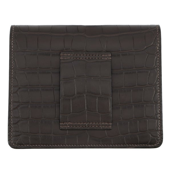 エルメス 財布 ロウリス ルリ スリム エベンヌ/シルバー金具 アリゲーターマット D刻印 財布