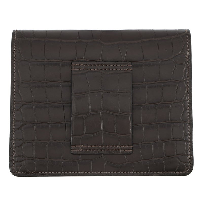 エルメス 財布 ロウリス ルリ スリム エベンヌ/シルバー金具 アリゲーターマット D刻印 財布