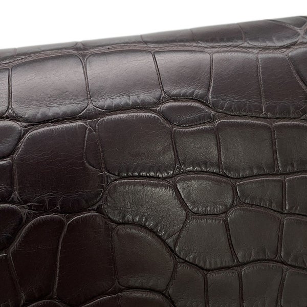 エルメス 財布 ロウリス ルリ スリム エベンヌ/シルバー金具 アリゲーターマット D刻印 財布