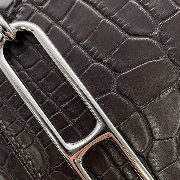 エルメス 財布 ロウリス ルリ スリム エベンヌ/シルバー金具 アリゲーターマット D刻印 財布