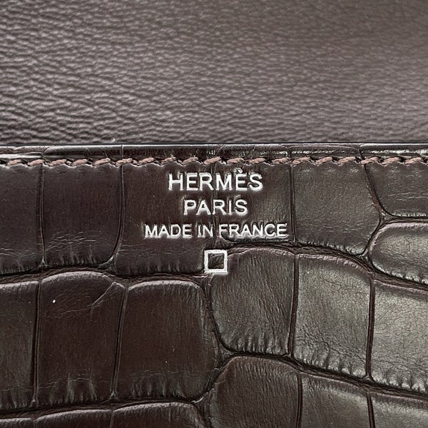 エルメス 財布 ロウリス ルリ スリム エベンヌ/シルバー金具 アリゲーターマット D刻印 財布