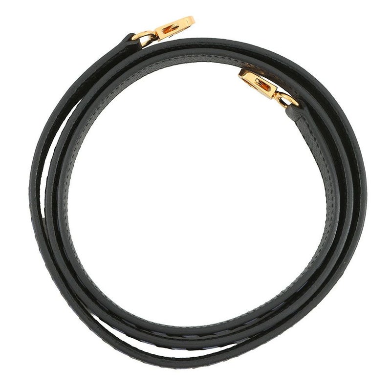 エルメス ショルダーストラップ バンドリエールトレサージュドゥキュイール ブラック/ブルーアンクル/ゴールド金具 エプソン C刻印 黒