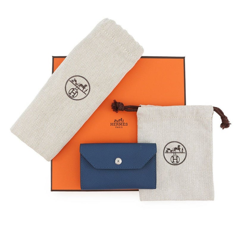 エルメス べルト ケリー・ポケット18 ブルーネイビー/シルバー金具 エプソン K刻印 ポーチ付き