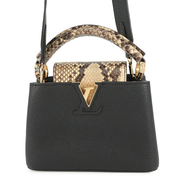 ルイヴィトン ハンドバッグ トリヨンレザー/パイソン カプシーヌ MINI N96467 ヴィトン バッグ 2way ショルダー 黒 ブラック