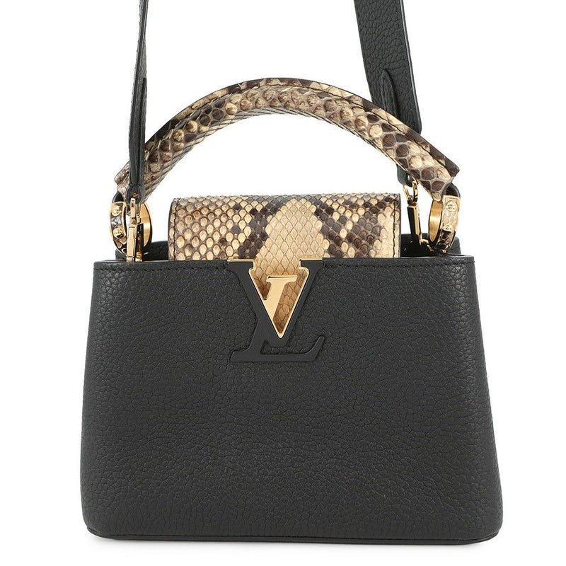 ルイヴィトン ハンドバッグ トリヨンレザー/パイソン カプシーヌ MINI N96467 ヴィトン バッグ 2way ショルダー 黒 ブラック