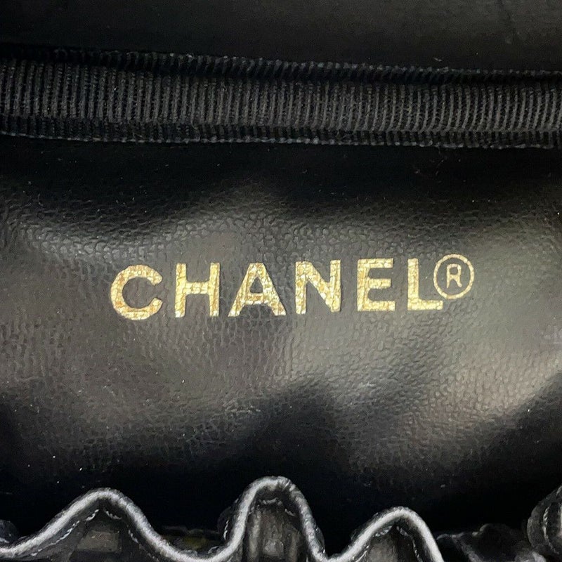 シャネル バニティバッグ ココマーク キャビアスキン 縦型 A01998 CHANEL 化粧ポーチ コスメポーチ 黒