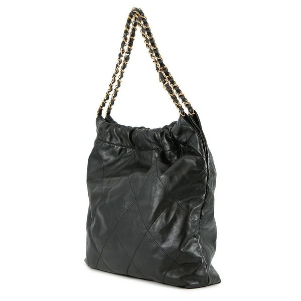 シャネル チェーンショルダーバッグ CHANEL22 スモール シャイニーカーフスキン AS3260 CHANEL ポーチ付き 黒