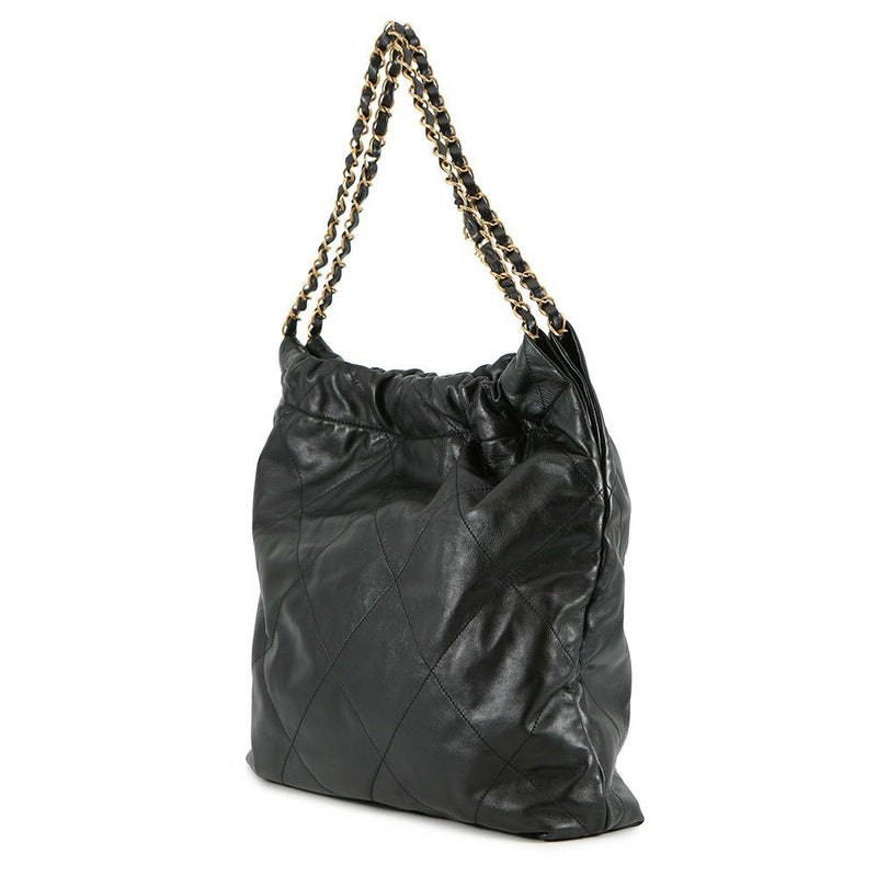 シャネル チェーンショルダーバッグ CHANEL22 スモール シャイニーカーフスキン AS3260 CHANEL ポーチ付き 黒