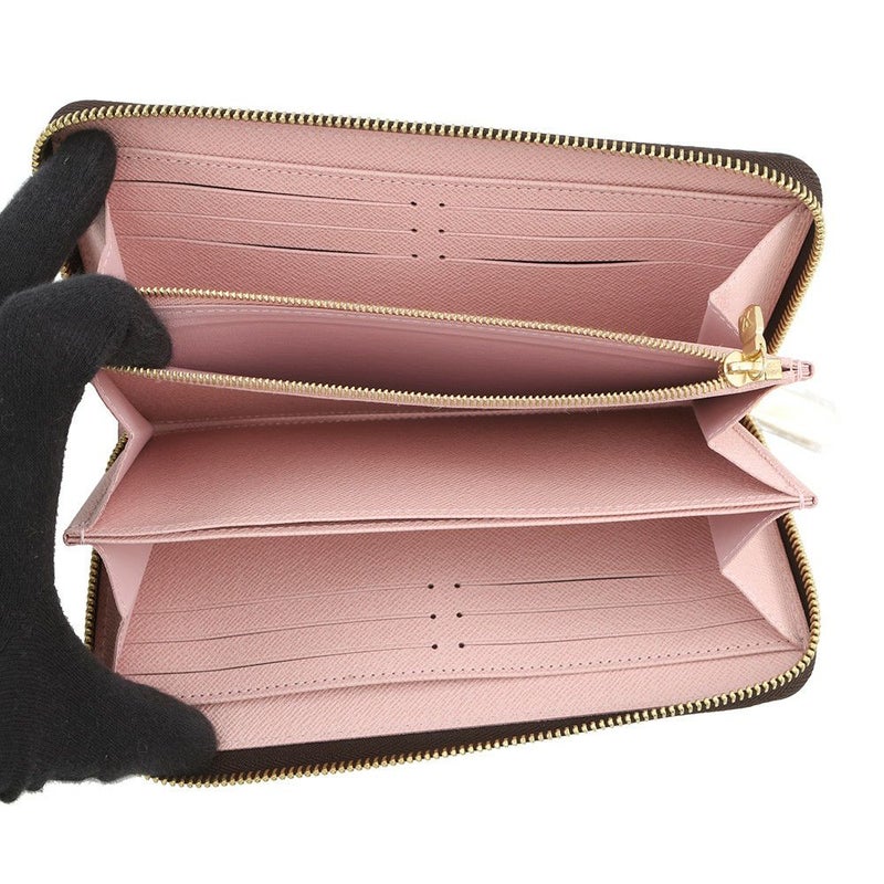 ルイヴィトン 長財布 ダミエ・エベヌ ジッピー・ウォレット N60046 LOUIS VUITTON ヴィトン 財布 ピンク ラウンドファスナー