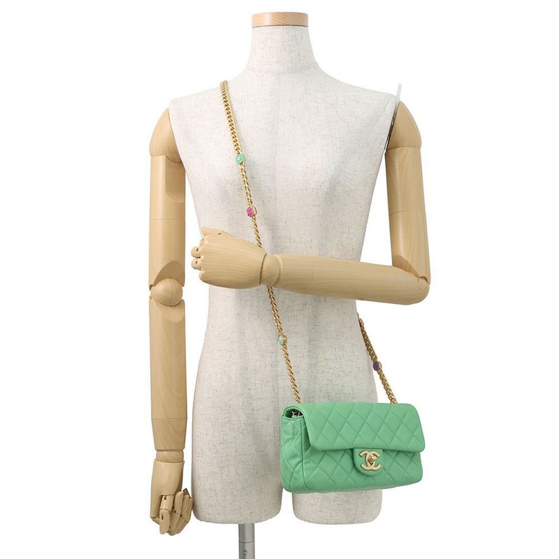 シャネル チェーンショルダーバッグ ミニ マトラッセ 20 ココマーク ラムスキン A69900 CHANEL