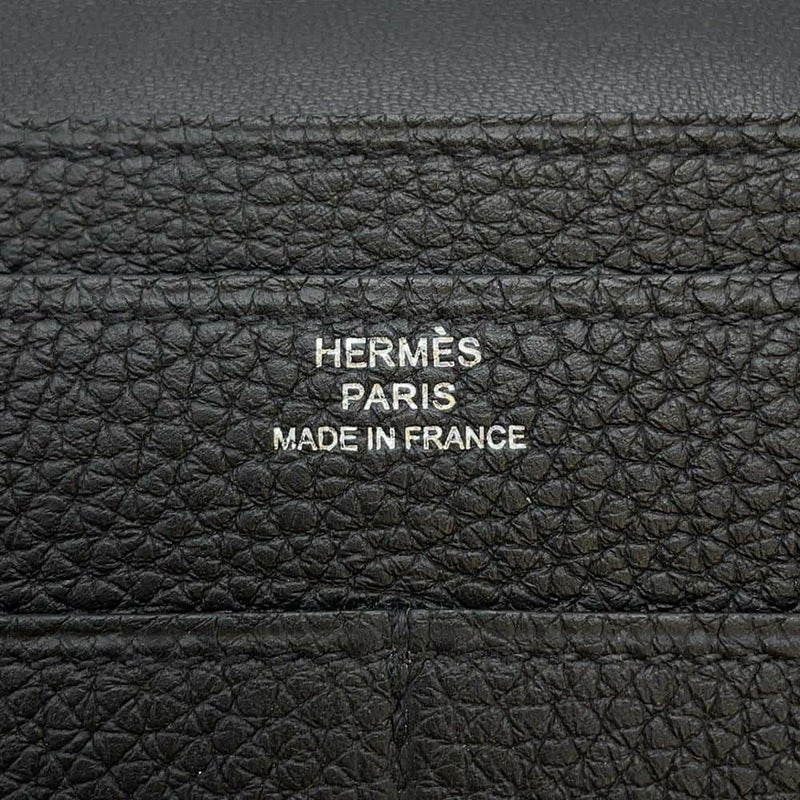 エルメス 長財布 ドゴンGM ブラック/シルバー金具 トリヨクレマンス Y刻印 HERMES 財布 黒