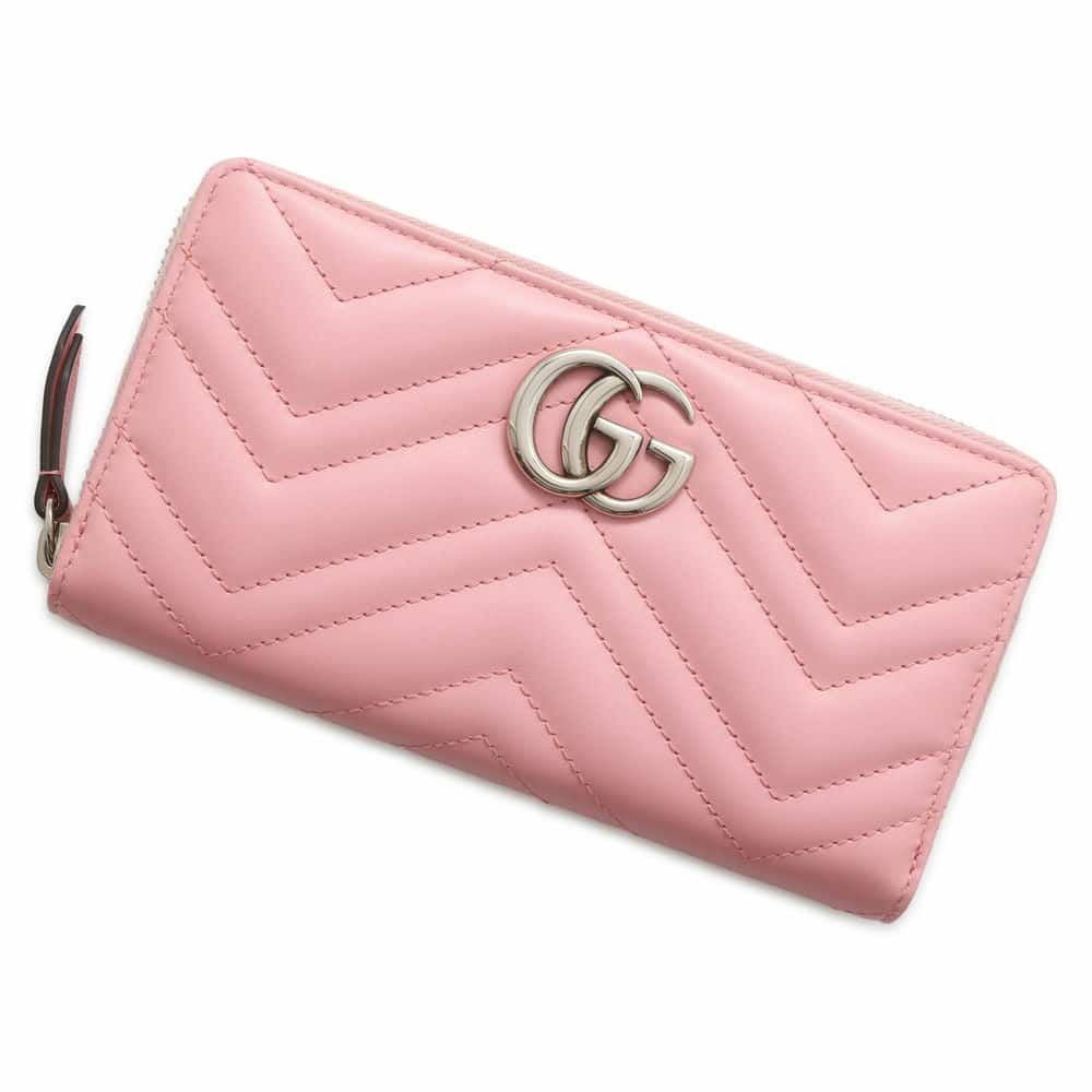 GUCCI 2つ折り 財布 GGマーモント ピンク 本革 レザー GUCCI（グッチ） 財布 二つ折り財布 レディース GGマーモント 723685