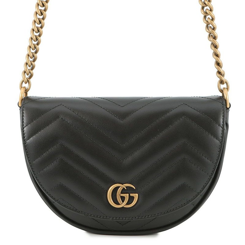 グッチ チェーンショルダーバッグ GGマーモント キルティング レザー 746431 GUCCI 黒