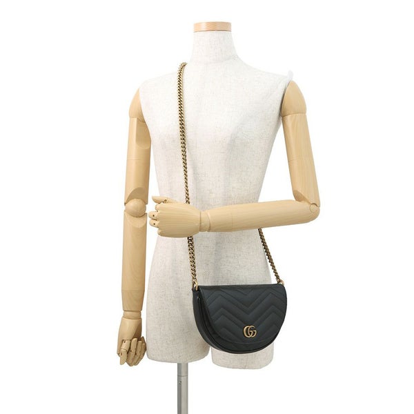 グッチ チェーンショルダーバッグ GGマーモント キルティング レザー 746431 GUCCI 黒