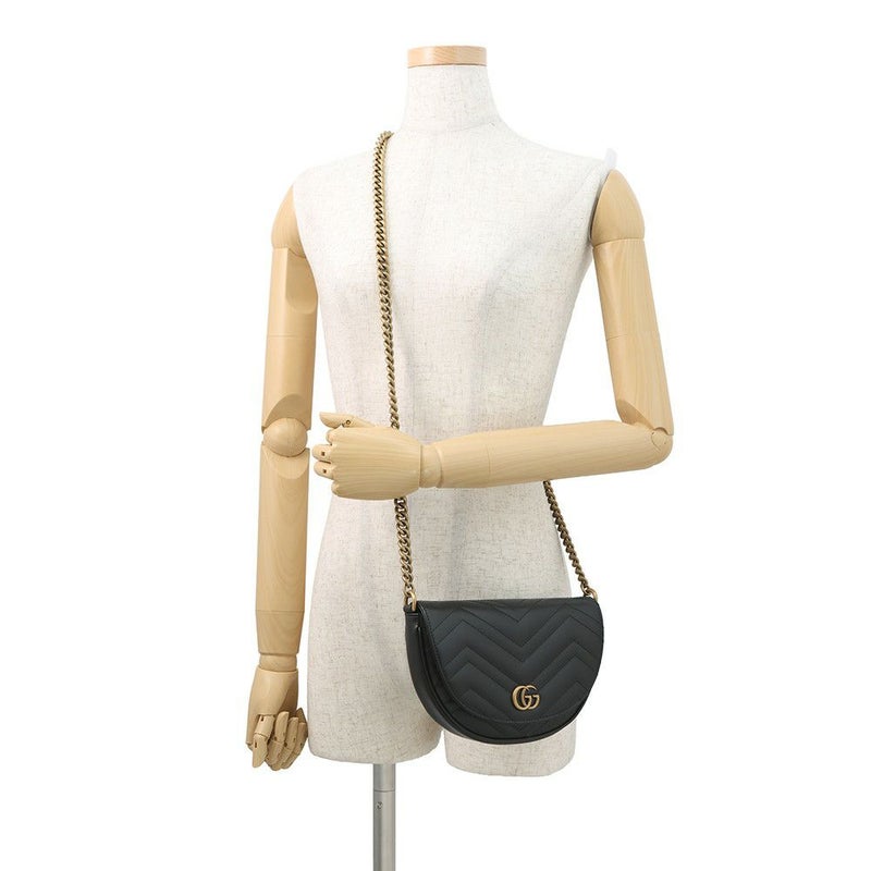 グッチ チェーンショルダーバッグ GGマーモント キルティング レザー 746431 GUCCI 黒
