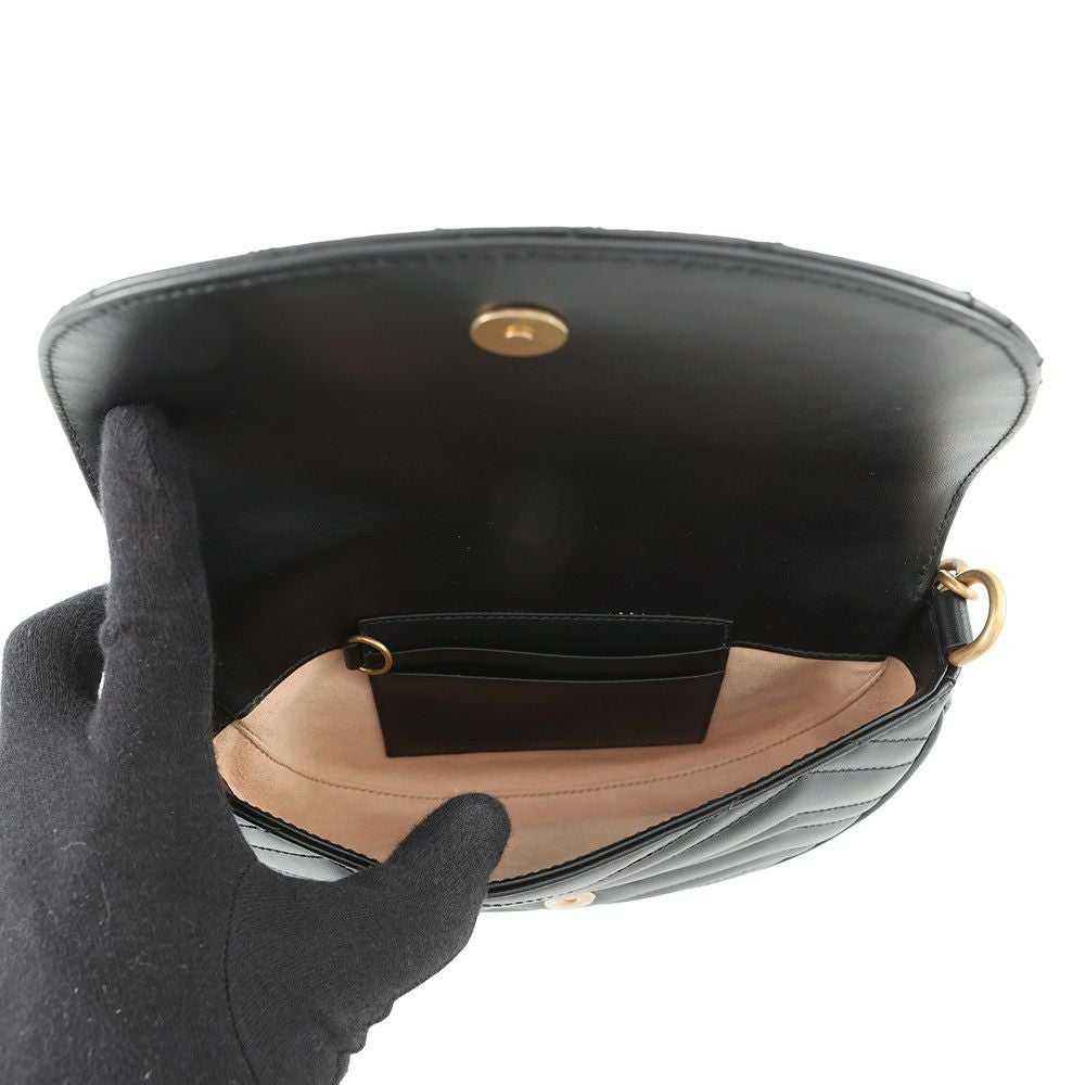 GUCCI GGマーモント ショルダーバッグ 黒 キルティング レザー グッチ/ショルダーバッグ/GGマーモント キルティング スモール